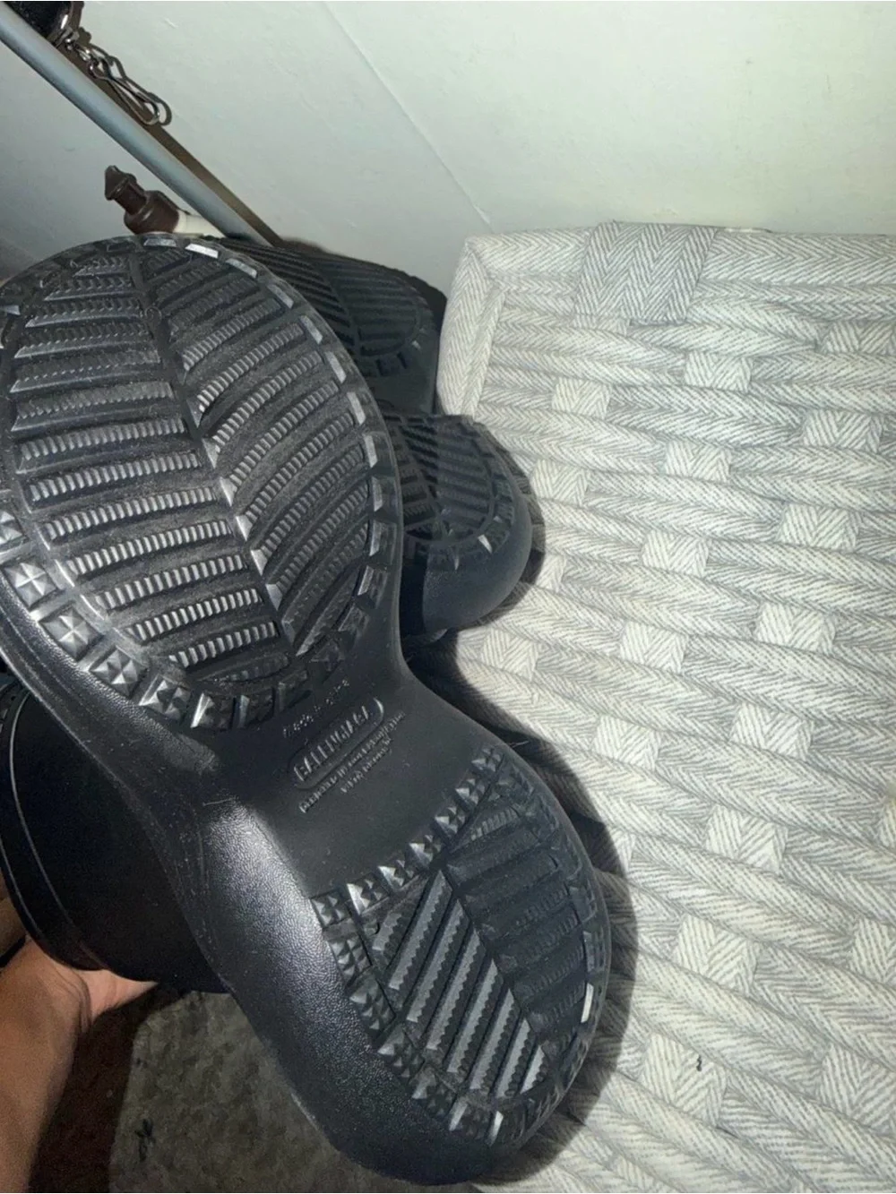 Balenciaga Matte Black Tall Logo Rain Boots